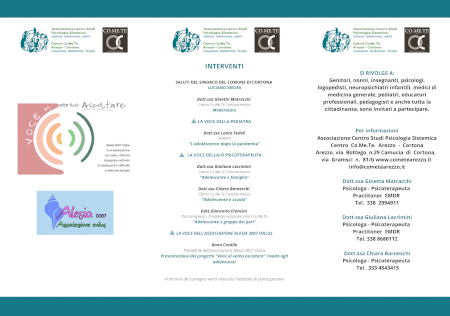 Brochure informativa dell’evento Dare Voce, lato retro